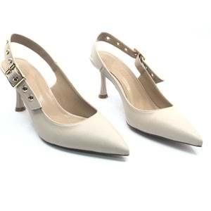 Feles Kemer Toka Detaylı Arkası Açık Stiletto Kadın Topuklu Ayakkabı