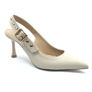 Feles Kemer Toka Detaylı Arkası Açık Stiletto Kadın Topuklu Ayakkabı