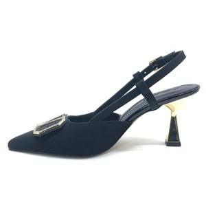 Feles V Toka Detaylı Arkası Açık Stiletto Kadın Topuklu Ayakkabı