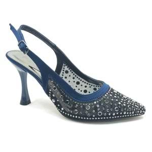 Feles Arkası Açık Şeffaf Taş Detaylı Sindirella Kadın Topuklu Ayakkabı