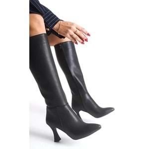 Feles Diz Altı Topuklu Sivri Burun Kadın Çizme