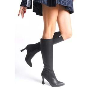 Feles Diz Altı Topuklu Sivri Burun Kadın Çizme