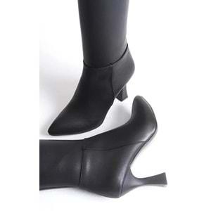 Feles Diz Altı Topuklu Sivri Burun Kadın Çizme