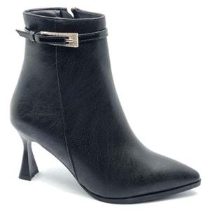 Feles Yanı İnce Taş Tokalı Klasik Sivri Burun Topuklu Kadın Bot