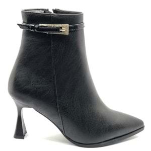 Feles Yanı İnce Taş Tokalı Klasik Sivri Burun Topuklu Kadın Bot