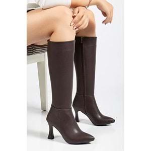 Feles Diz Altı Topuklu Sivri Burun Kadın Çizme
