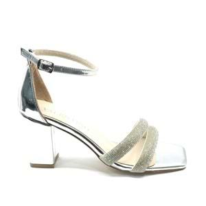 İremsu Çift Şerit Taşlı Topuklu Kadın Abiye Ayakkabı