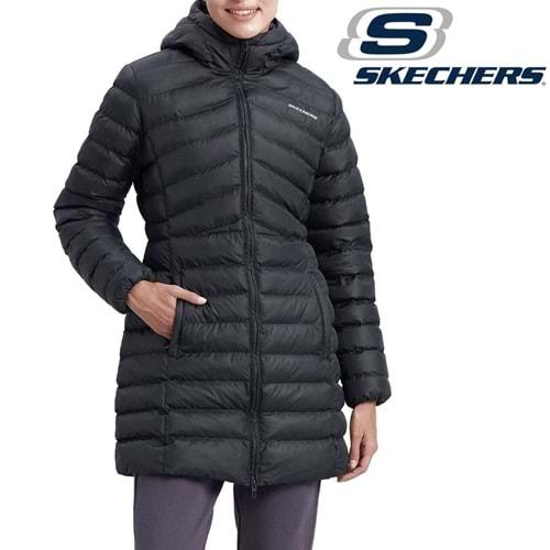 Skechers W Essential Maxi Length Hooded Jacket S212005-001 Kadın Günlük Mont