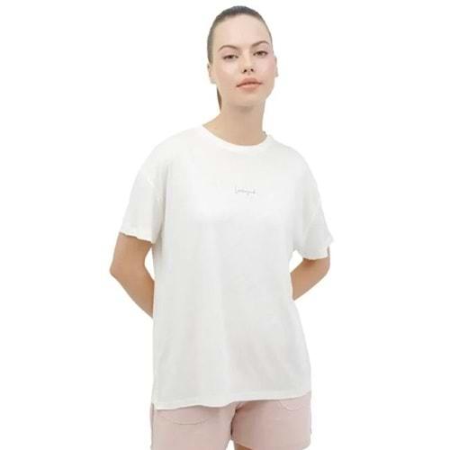 Lumberjack WL CALI 11LAM102 Ekru Kadın Kısa Kol T-Shirt Kadın Tişört