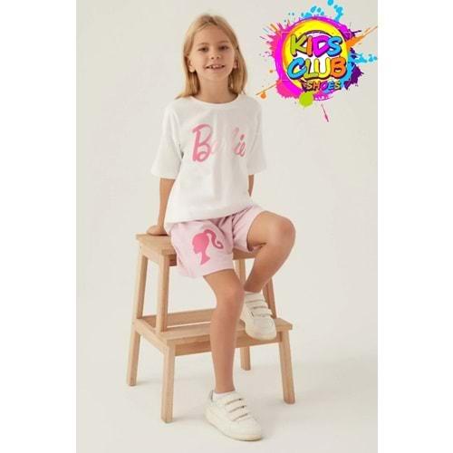 Barbie Lisanslı L1703 Patterned T-Shirt ve Şort Alt Üst Kız Çocuk Takımı