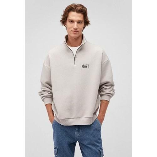Mavi 0S10208-70074 Logo Baskılı Yarım Fermuarlı Sweatshirt