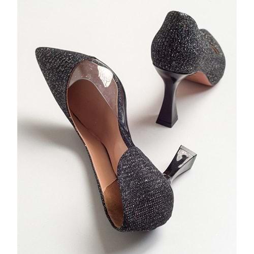 Feles Kadeh Topuk Yanı Şeffaf Stiletto Kadın Topuklu Ayakkabı