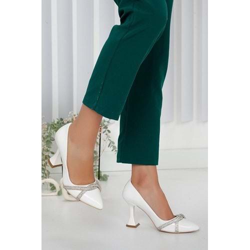 Feles Kadeh Topuk Taşlı Stiletto Kadın Topuklu Ayakkabı