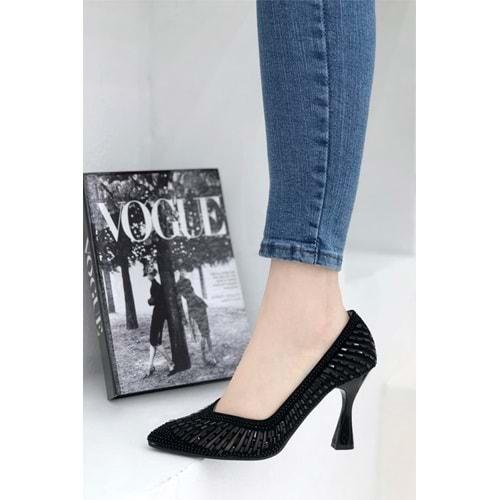 Feles Kadeh Topuk Sindirella Taşlı Stiletto Kadın Topuklu Ayakkabı