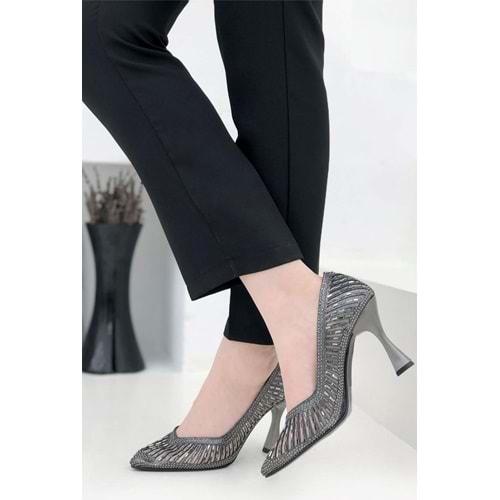 Feles Kadeh Topuk Sindirella Taşlı Stiletto Kadın Topuklu Ayakkabı