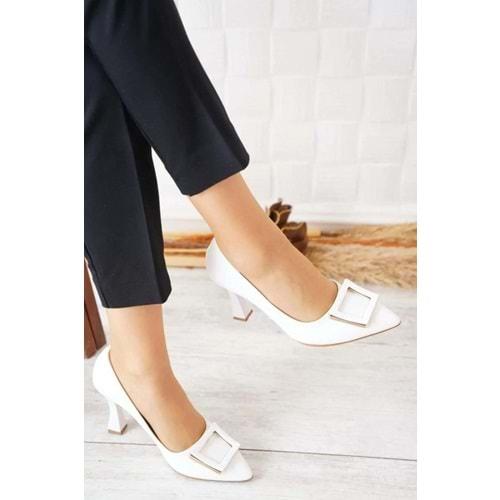 Feles Kare Toka Detaylı Stiletto Kadın Topuklu Ayakkabı