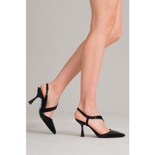 Feles Çapraz Detaylı Arkası Açık Stiletto Kadın Topuklu Ayakkabı