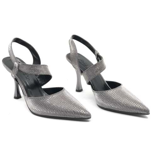 Feles Çapraz Detaylı Arkası Açık Stiletto Kadın Topuklu Ayakkabı