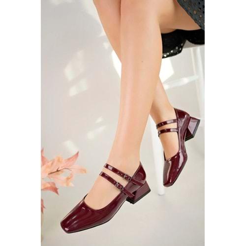 Feles Mary Jane Küt Burunlu Kadın Topuklu Ayakkabı