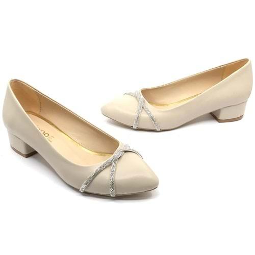 Mehtap Çift Şerit Burgu Taşlı 3 cm Kadın Topuklu Ayakkabı