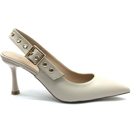 Feles Kemer Toka Detaylı Arkası Açık Stiletto Kadın Topuklu Ayakkabı